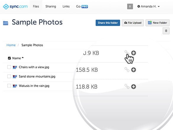 Create Link Create the link by hovering over file or folder